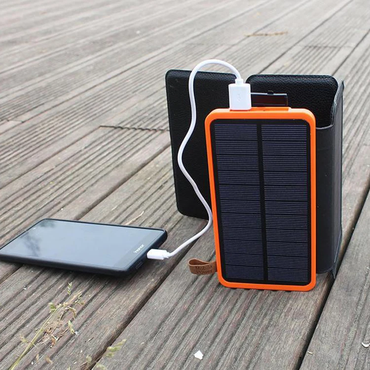 10000mAh power bank portable foldable dual USB solar panel battery charger with LED camping light