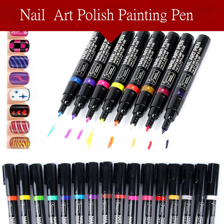 16 Colors Nail Art Pen Polish Painting Dottting Drawing UV Gel Design Manicure Tool Hot Wholesales