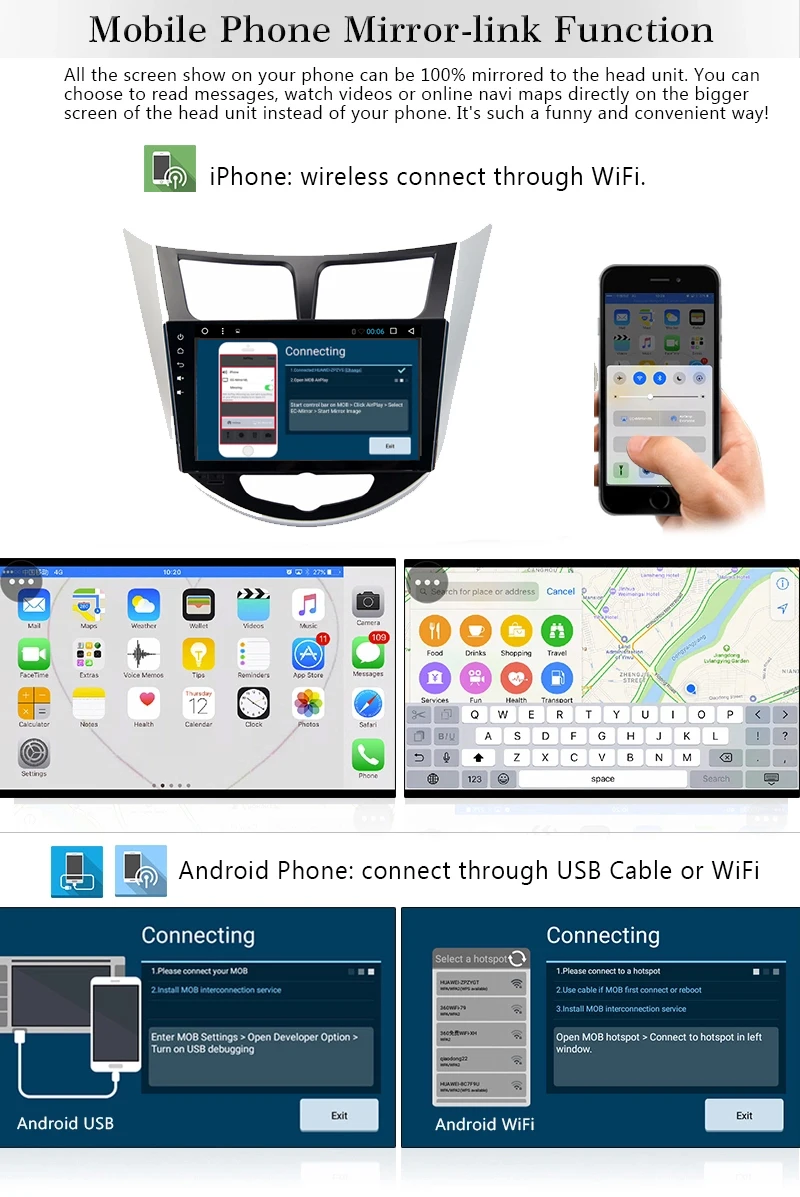 YHT 2din 9 inch Octa Core Android 8.1 Car DVD Player with  GPS BT WIFI Mirror Link HD for Hyundai Verna 2011 2012 2013 2014 2015
