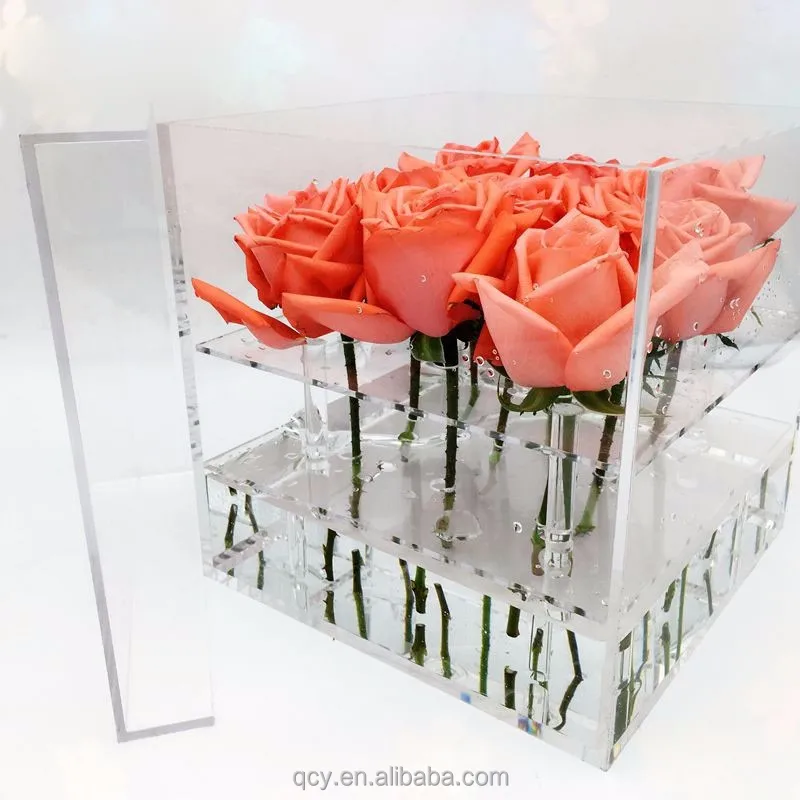 25g Acrílico Transparente De Flores Rojas