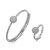 custom natural druzy stone round heart charms micro pave bracelet ring 925 silver fashion wedding jewelry set for women girls