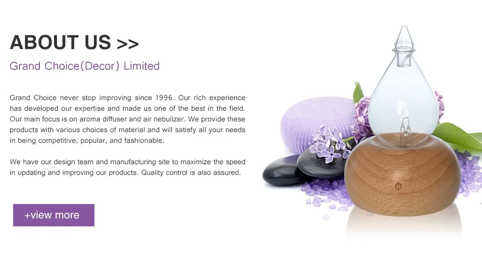 Wood Aroma Ultrasonic Aromatherapy Diffuser Glass Dome Bamboo Base Mini