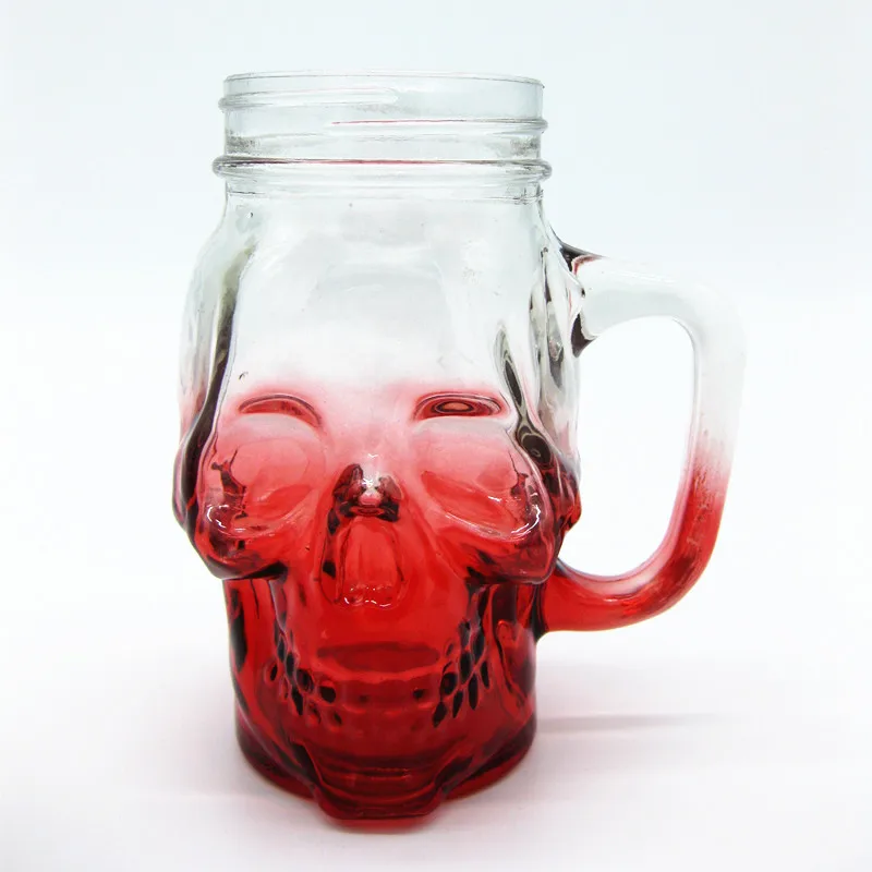 500ml skull shaped shot glass mason jar with handle