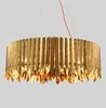 Hot selling golden chrome Hanging pendant light stainless steel round modern chandelier Used for hotel restaurant decoration
