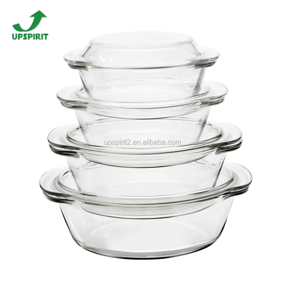 4 Sizes Clear Round Glass Casserole With Lid Buy Casserole Serving
