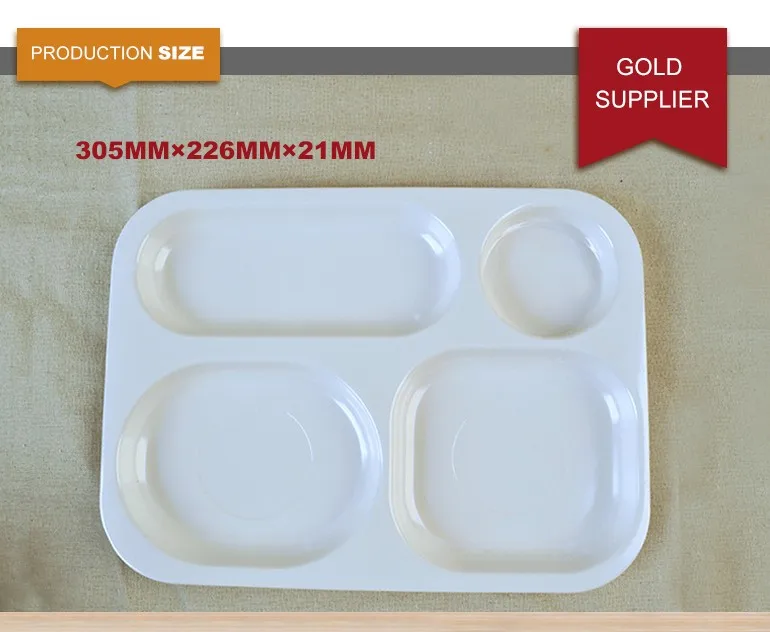 Rectangle Kids Dinner 4 Section Plastic Melamine Kids Divided Plate For