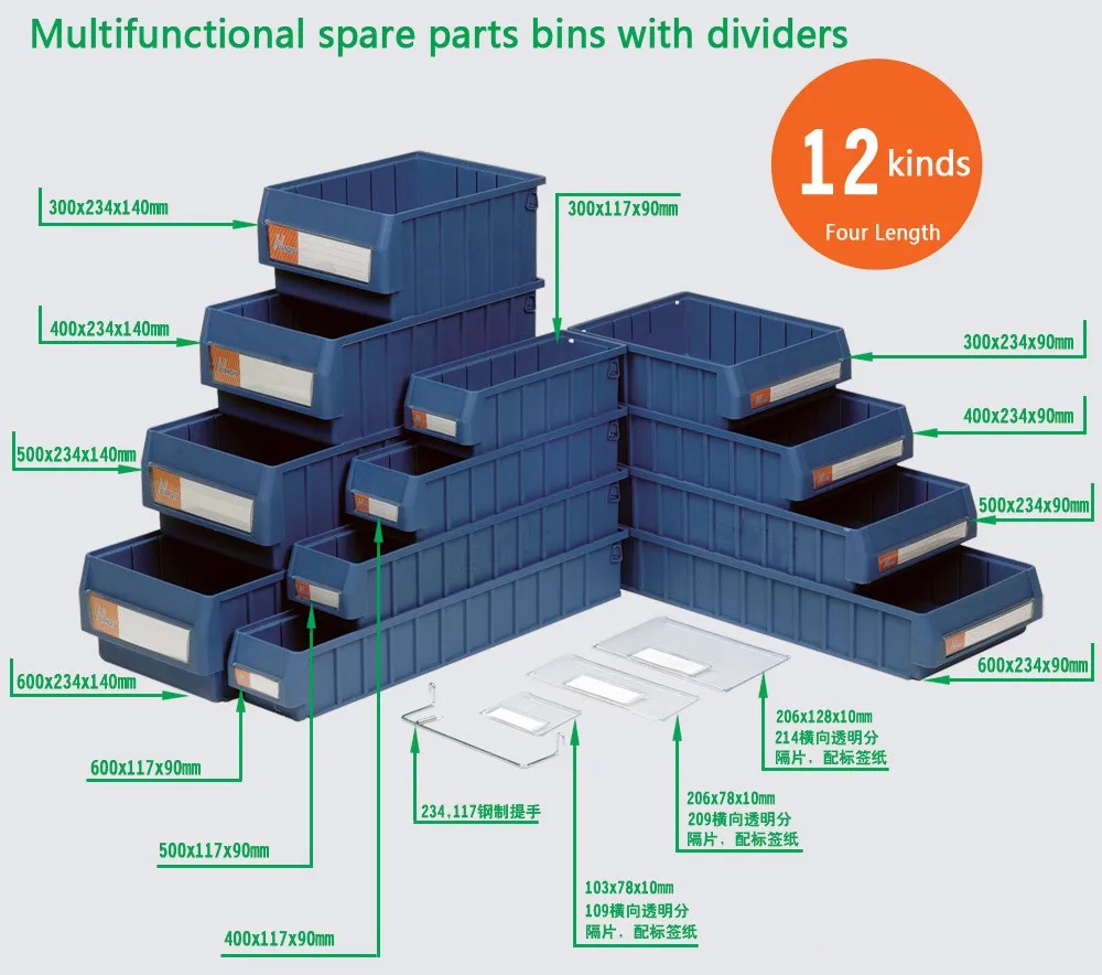 Plastic Stackable Parts Bins For Warehouse Tool Storage Bin Plastic