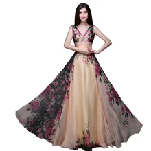 Summer Vintage Floral Dress 2016 High Waist V-neck Long Dress robe longue femme Evening Party Elegant Women Dress Maxi WYZ7163
