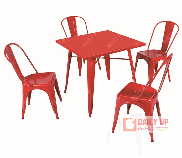 Metal Chair Desk Coffee Desk 4 Seating Catering Equipment European Style Restaurant Chair Equipment Fast Food
