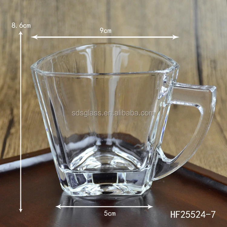 Factory Wholesale Clear Glass Coffee Mugs With Handle,Triangle Shape