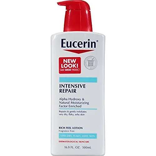 eucerin intensive repair lotion on face