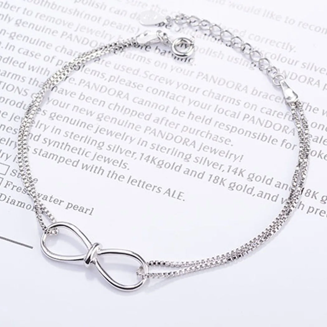 9603 Women's 925 Silver Charm Chain Bangle Bracelet Wedding Fashion Jewelry Gift