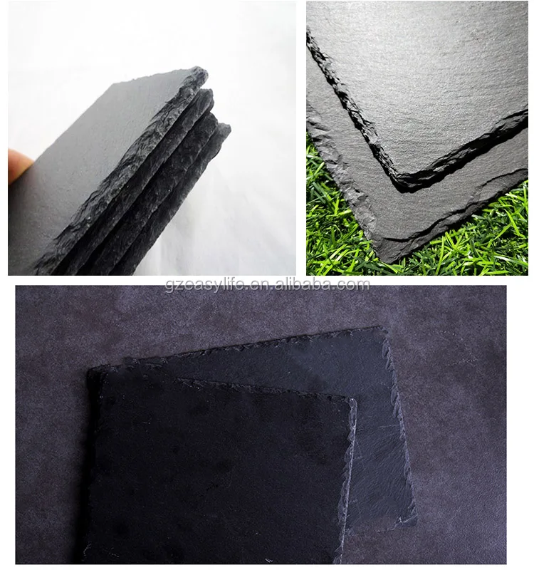 Cheap Price Natural 30*20cm Black Stone Slate Plate In Stock No Moq For ...