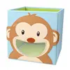 cheaper wholesale home foldable box fabric Monkey kids toy storage bin with mesh window