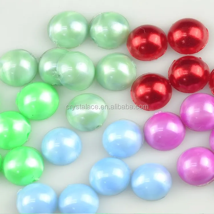 China wholesale Colorful ABS flat back half round pearl hotfix
