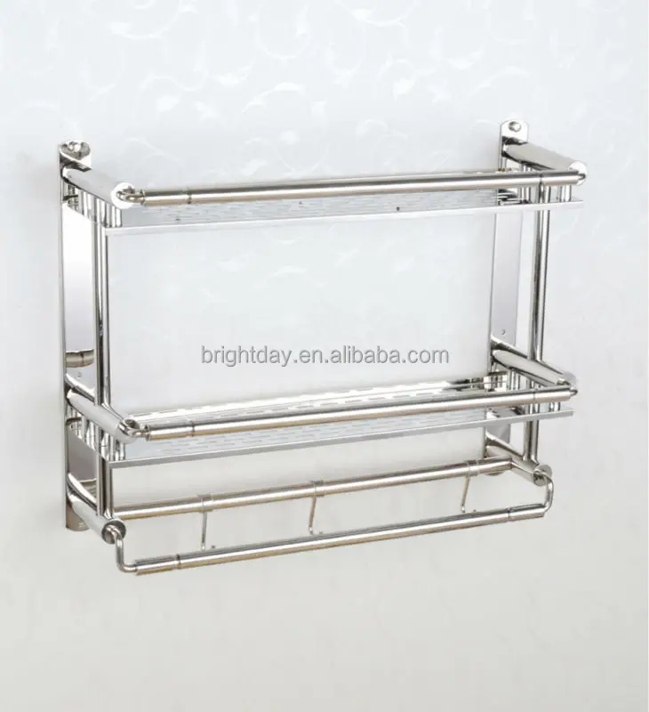 double layer stainless steel towel shelf bar towel  (3)