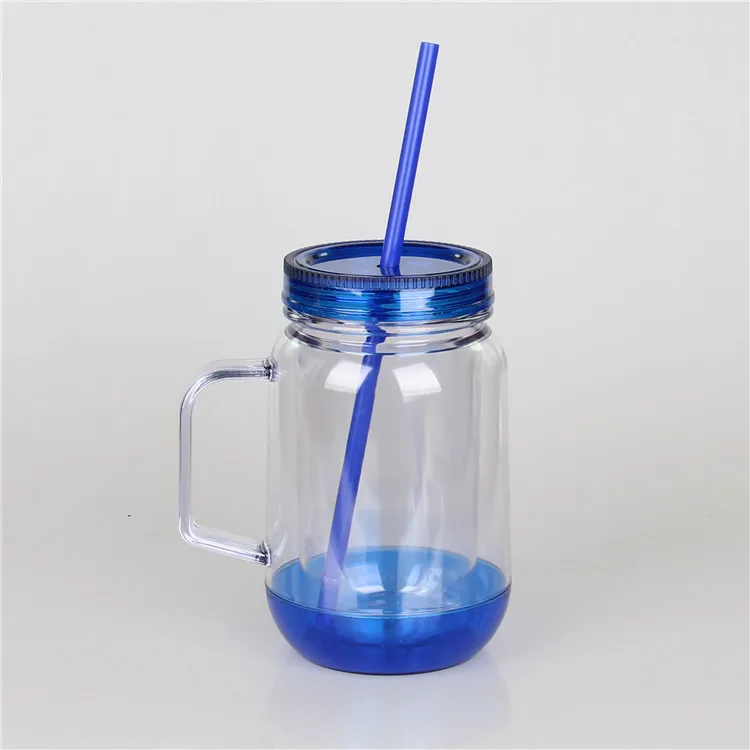 Custom New Style Plastic Mason Jar Mug With Lid And Straw And Handle Buy Plastic Mason Jar Mug