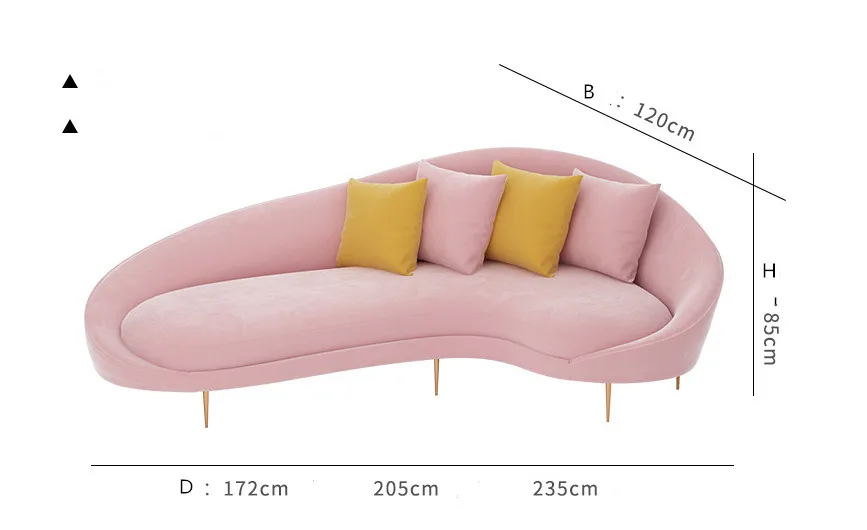 Luxury deco living room chaise lounge velvet  sofa set for living room