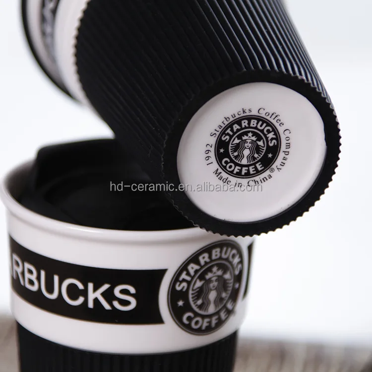 Travel Mug Replacement Lid,White Ceramic Travel Mug Cup With Black Lid