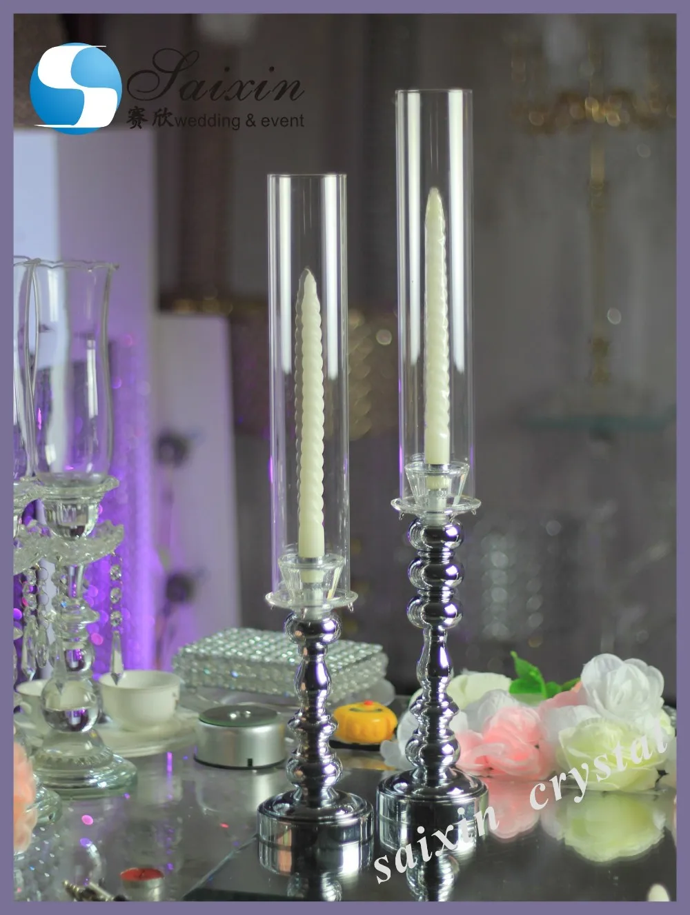 tall glass candle holders