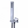 Brass Square Chrome Hand Held Shower Head With Wall Connector &1.5m Hose Set Water Saving Copper Handheld Sprayer