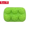 Custom Designs Silicone Rose Flower Shaped 6 Cups Muffin Paper Pan
