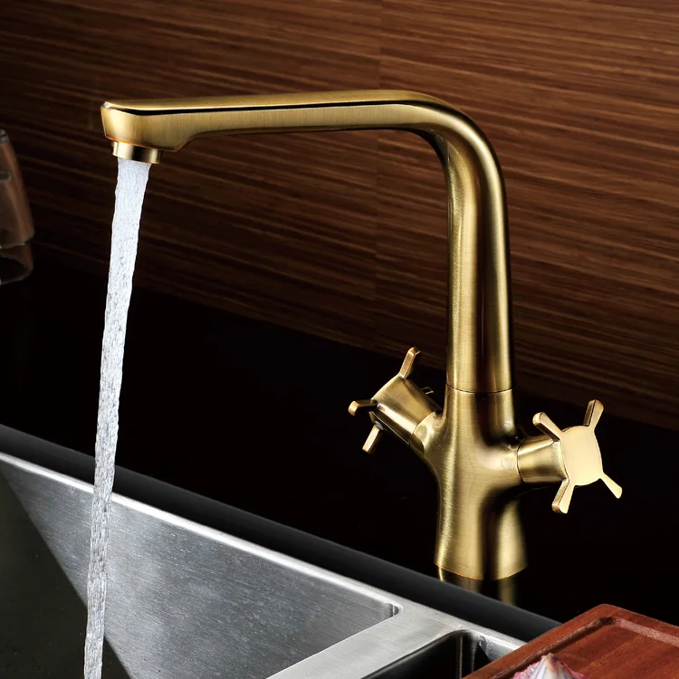 Customized single hole kitchen faucet gold color, import kitchen basin tap