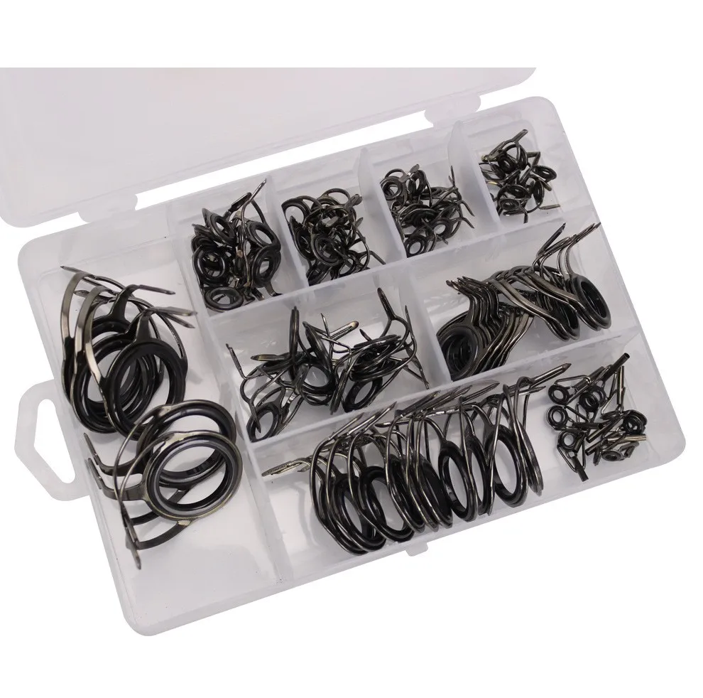 85pcs/box Mixed Size Sea Fishing Rod Guide Rings Guides Tip Set Sea