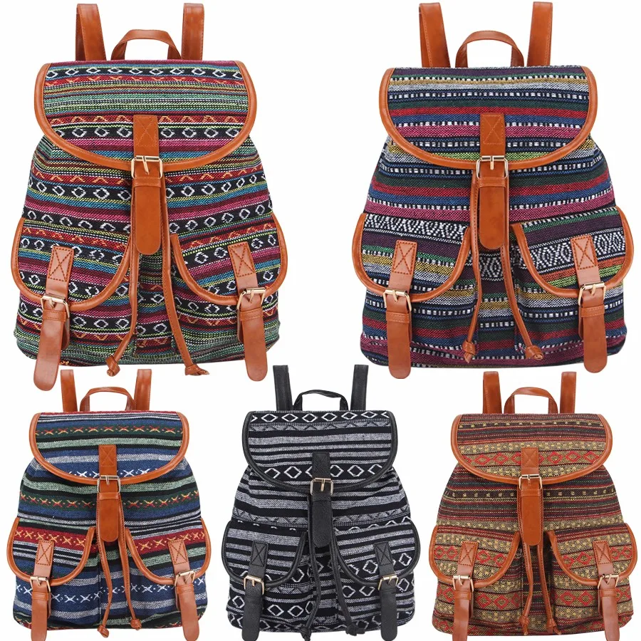 2016 Low Moq Wholesale Vintage Drawstring Hemp Backpack For School