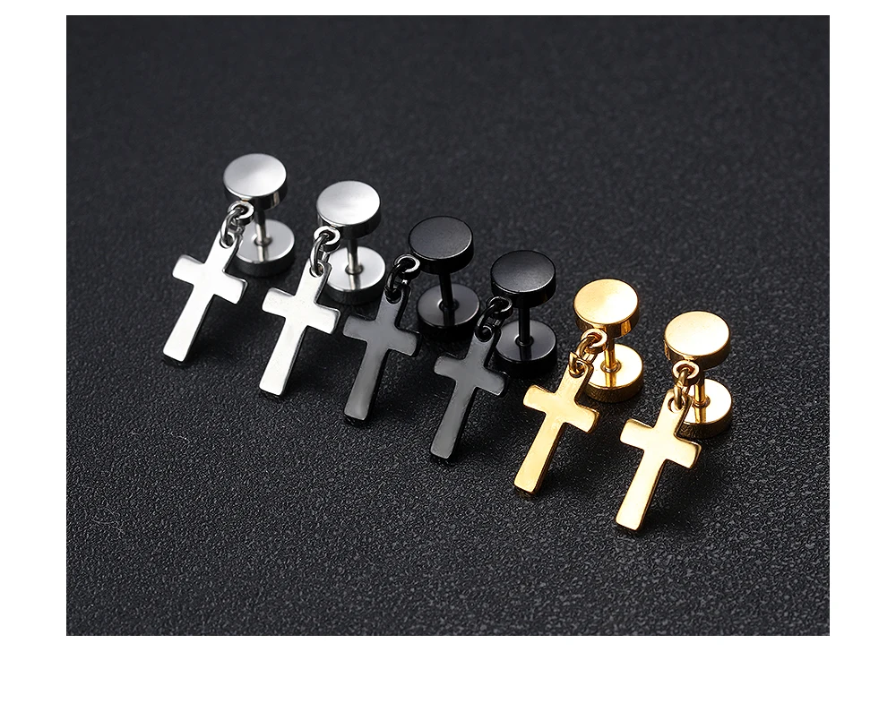 Dumbbell Barbell Design Custom Charming Michael Cross Earrings