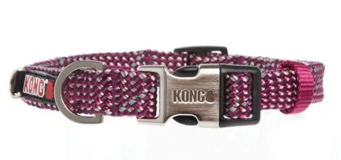 KONG Reflective Rope Buckle Dog Collar offered by Barker Brands Inc. (Medium, Maroon)