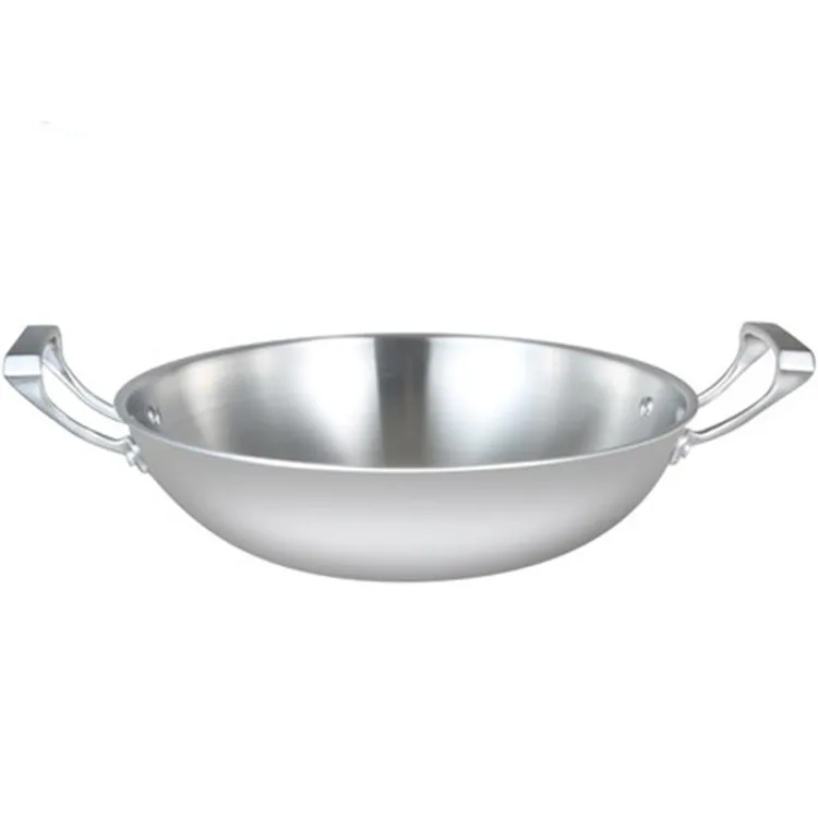 New Design Cooking Wok Stainless Steel Two Handle Wok 38cm Buy New