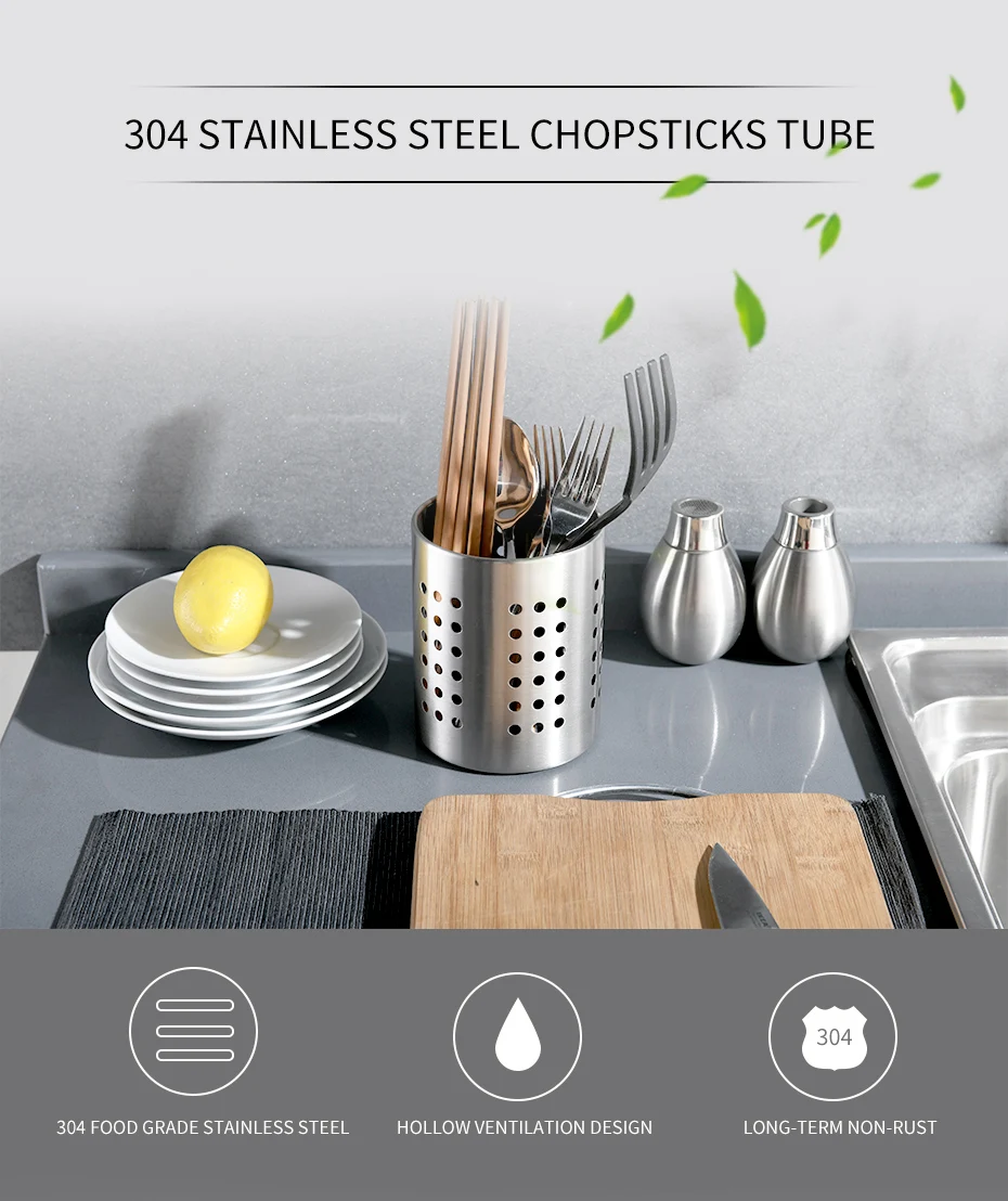 Kitchenware Fork Spoon Chopstick Cutlery Holder Household Utensils Stainless Steel Metal Storage Holders & Racks Set Fashionable