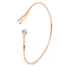 Korean Plain Design Expandable Wire Cuff Bangle Bracelet, Elegant Zircon Diamond End Bangle