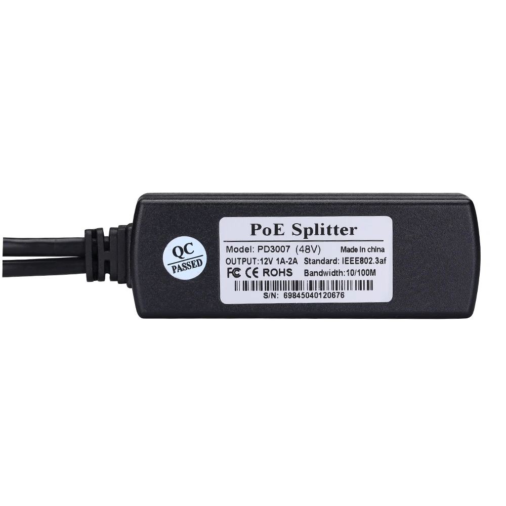 IEEE802.3af padrão 12V Saída 48VInput PoE Splitter Adaptador Para Câmera IP POE