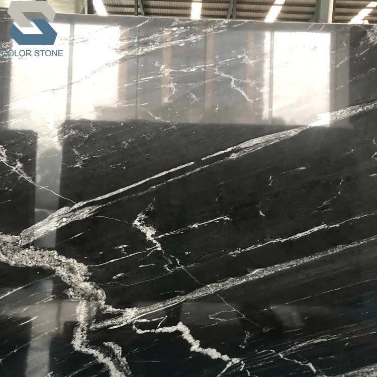 Polished black horse granite slabs black granite price m2