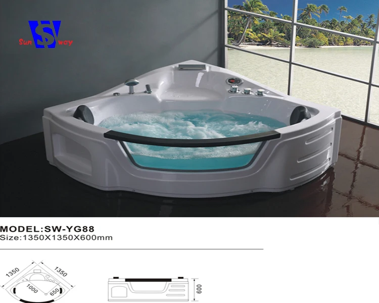 70x70 cm Corner Cheap Round Solid Marble Whirlpool Massage Bathtub