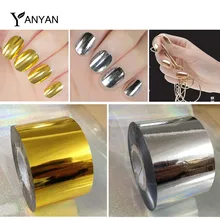 Hot Prego Transferência Arte Folha De Adesivo 1 rolo 4 cm X 120 m Prata Ouro Foils Polonês Moda Projetos DIY Styling Decalques para Unhas Decoração