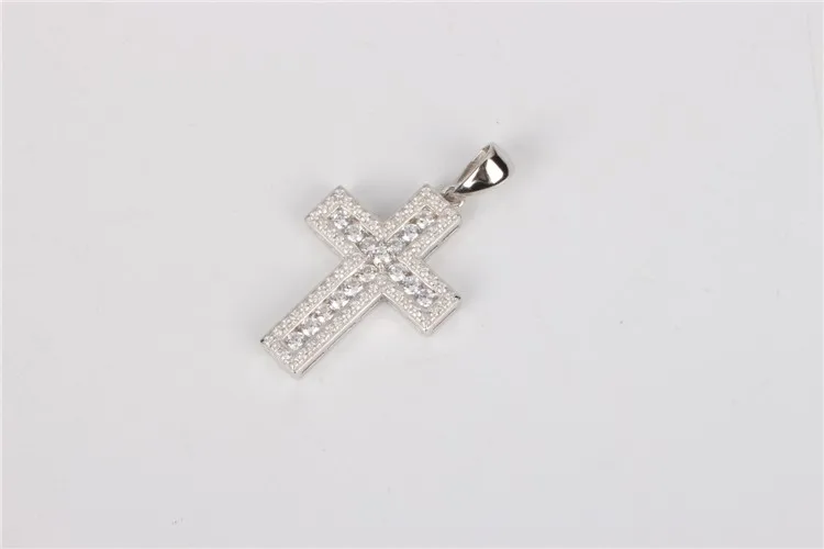 Whole Sale Channel Setting 925 Silver Sterling Hip Hop Pendant Cross ...