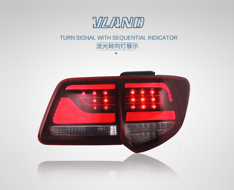 Vland Factory Wholesale Price MODIFIED LED Tail Lamp For FORTUNER 2012 2014 2016 Turn Signal Light