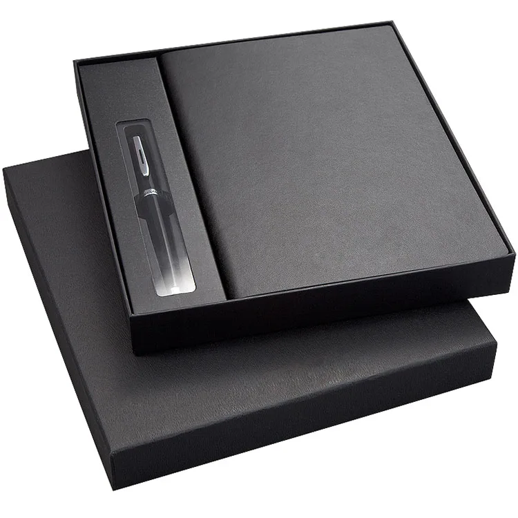 Customized Hardcover Black Leather Notebook Gift Set Buy Notebook