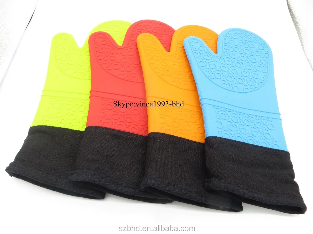 Heat Resistant Silicone Oven Mitts,Cotton Oven Mitts,Extra Long