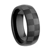 8MM Mens Jewelry Grade Black Ceramic Checkered Racing Ring