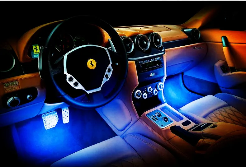 Trend 2018 9 Led Phone App Control Car Led Accent Lights Interior Strip Light Flexible Atmosphere Lamp Kit Floor Android Ios Buy Car Led Accent