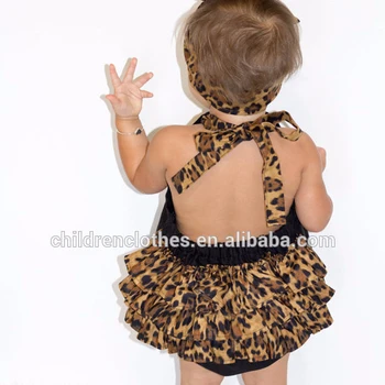 Fashion Terbaru Pakaian Bayi Pakaian Bayi Perempuan Jumpsuit Dengan Leopard Headband Bayi Baju Monyet Pakaian Bermain Dress Baju Monyet Buy