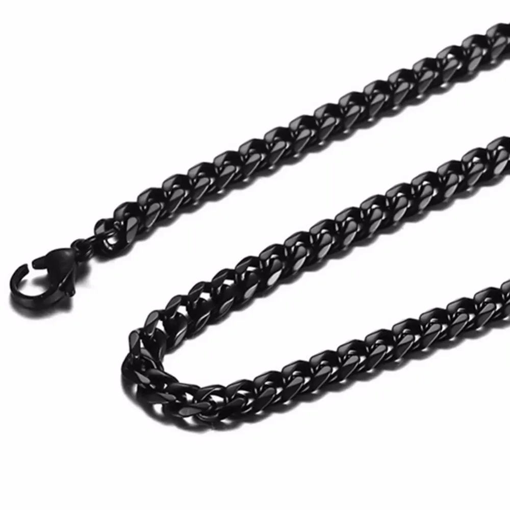 2019 High Quality Black Titanium Steel Necklace Stainless Steel Coarse ...