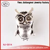 High quality owl shape metal beads big-hole antique silver rondelle spacer beads