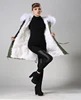white goat fur coat army green parkas hotasle in winter
