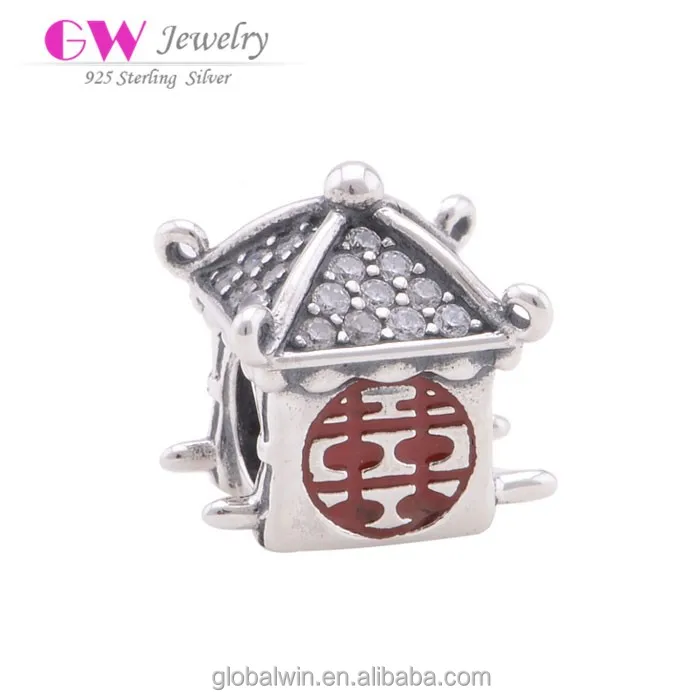D071 925 Sterling Silver Charms Chinese Wedding Jewelry Beads D071 925 Sterling Silver Charms Chinese