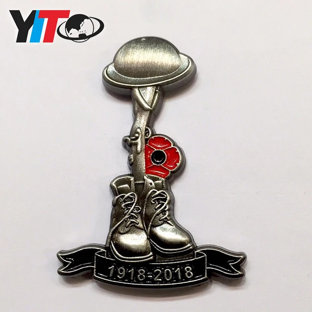 ww2 wwii 1918-2018 centenary helmet, boots badge lapel pin